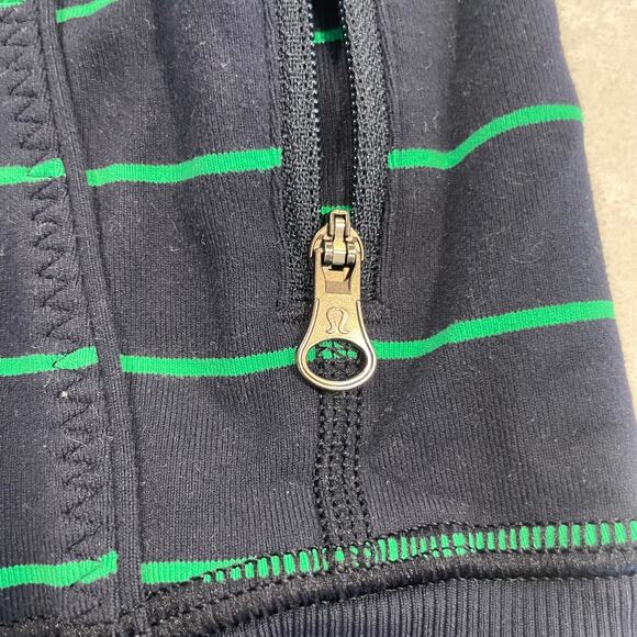 Lululemon women's striped athletic zip jacket size 4 navy green full zip workout - Picture 10 of 14